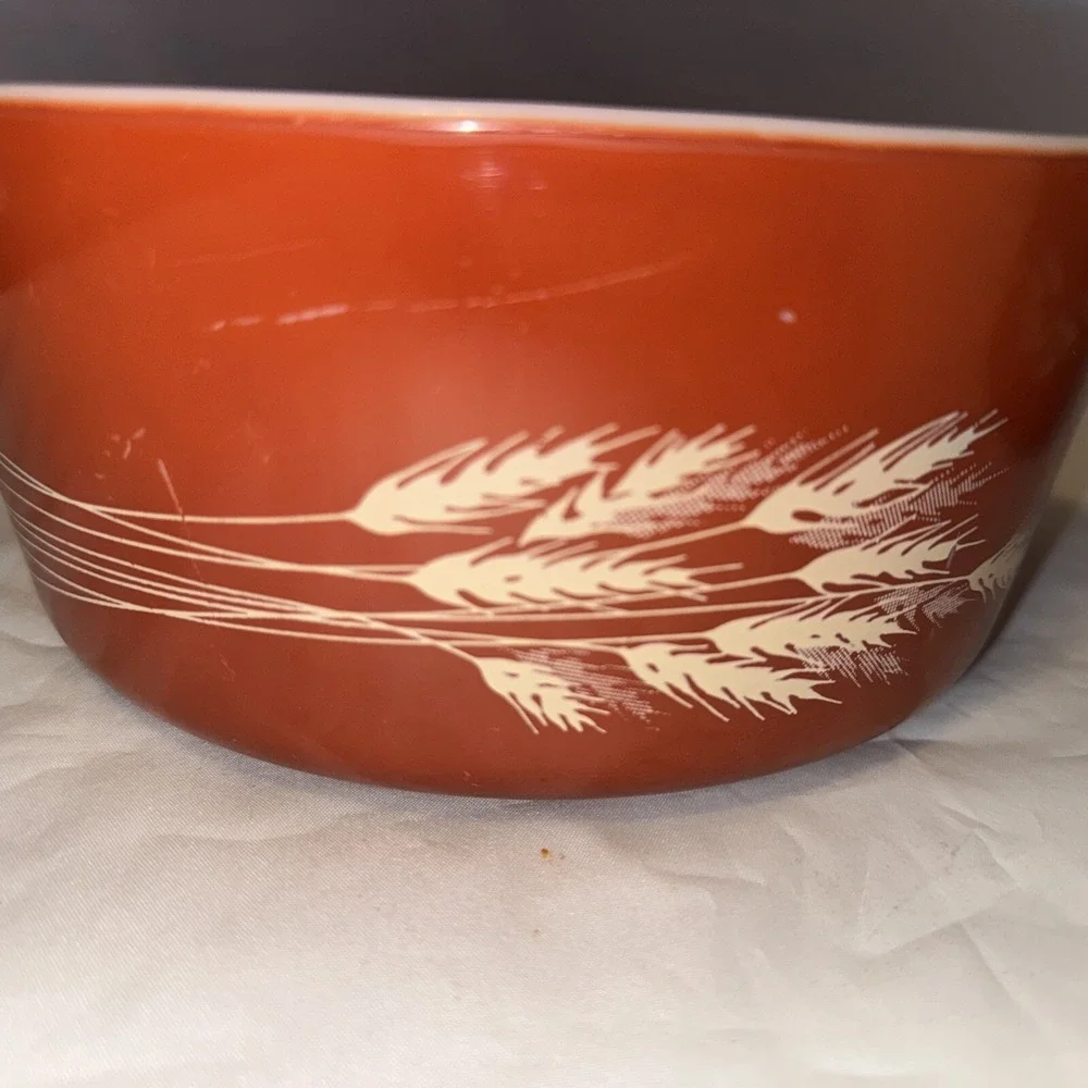 Vintage Pyrex‎ Autumn Harvest Wheat Cinderella Nesting Mixing Bowls -2